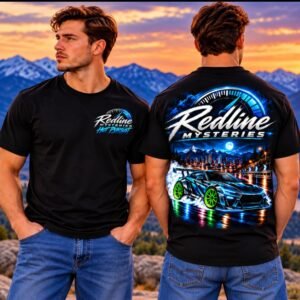 Redline Mysteries Comfort Colors 1717 graphic T-shirt front and back design